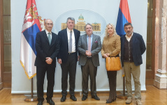 29 November 2019 The MPs with the member of the Hellenic Parliament Giorgos Katrougalos and the Director of the Institute of European Studies Misa Djurkovic
